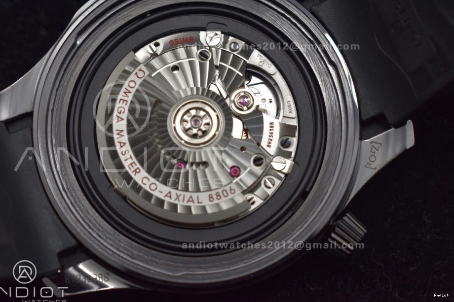 Seamaster Black VSF 43.5mm 1:1 Rubber Black Ceramic Dial Best 300m on Black A8806 Edition Strap 1228